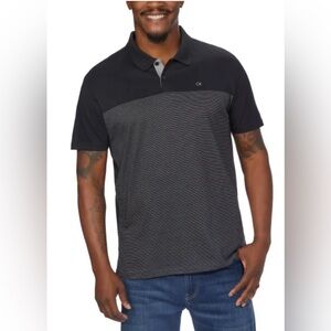NWT Men’s Calvin Klein Black Stripe Liquid Touch Polo Shirt - Size Large